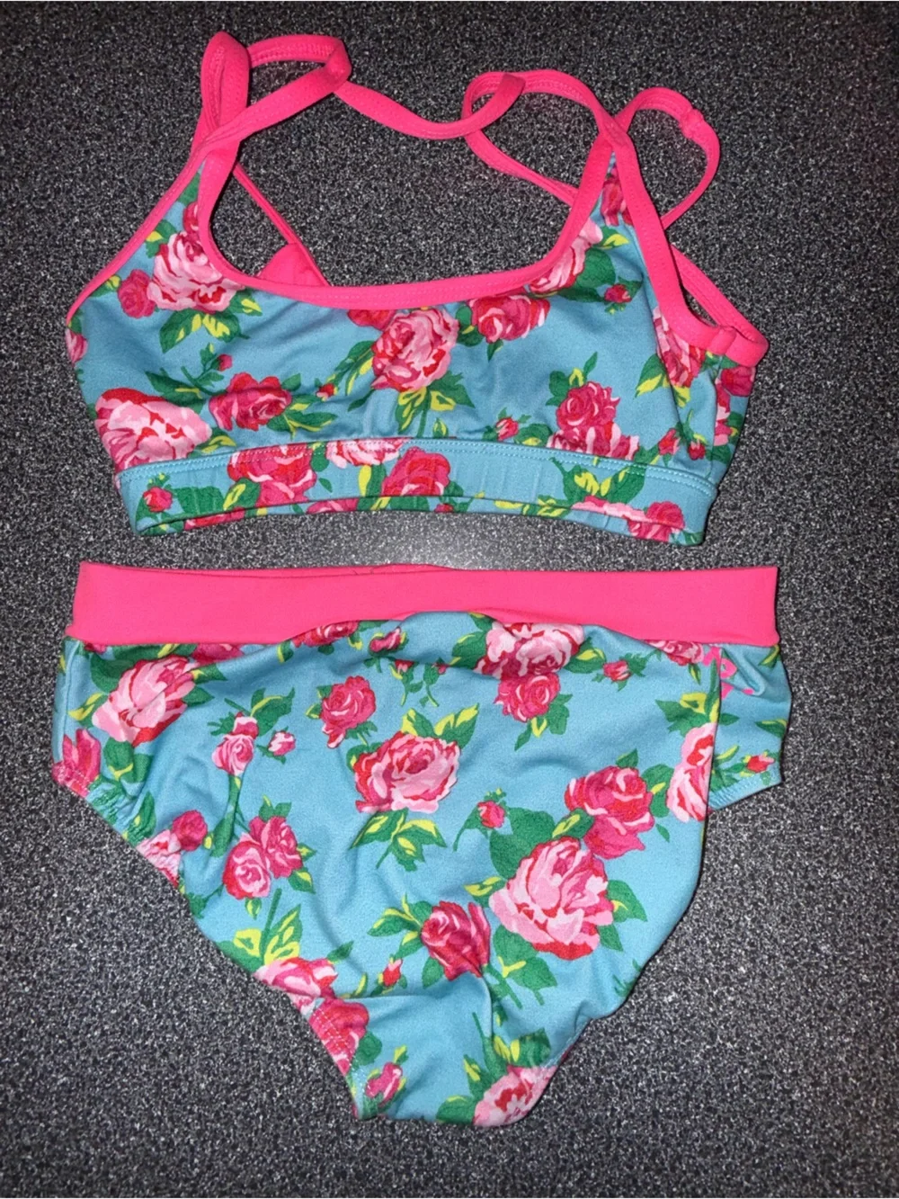 Betsey Johnson for Capezio Girls Floral Blue & Pink Dance Set Size M (10/12)